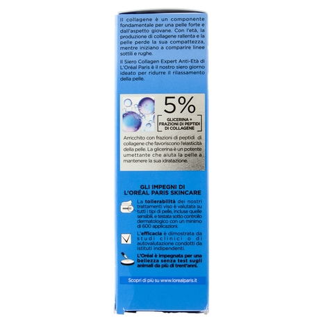 L'Oréal Paris Collagen Expert Siero Anti-Età 5% Glicerina + Peptidi di collagene, 30 ml